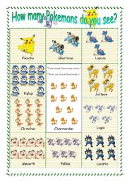 Practice of counting with Pokemon 