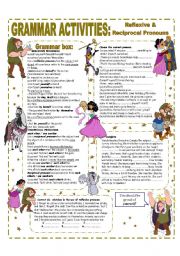 English Worksheet: REFLEXIVE AND RECIPROCAL PRONOUNS - GRAMMAR REFERENCE AND ACTIVITIES 