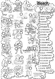 English Worksheet: BEACH MATCH and FALLEN PRHASE