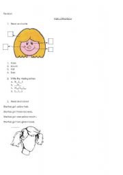 English worksheet: parts of the face 