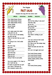 English Worksheet: The Wiggles Fruit Salad