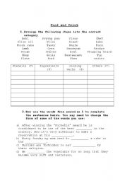 English Worksheet: Food And Drink