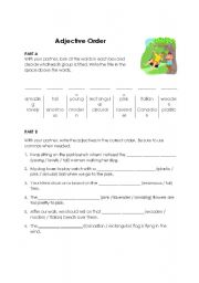 English worksheet: Adjective Order