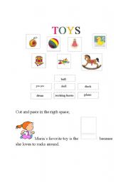 English Worksheet: cut and paste activity about toys