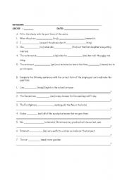 English worksheet: simple past worksheet