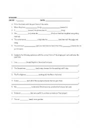 English Worksheet: simple past worksheet