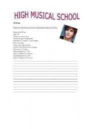 English Worksheet: HIGH MUSICAL SCHOOL