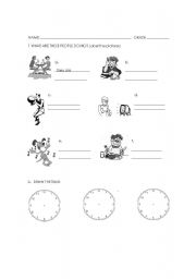 English worksheet: TELLING THE TIME-PRESENT PROGRESSIVE