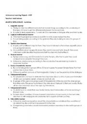 English Worksheet: multiple intelligence activities