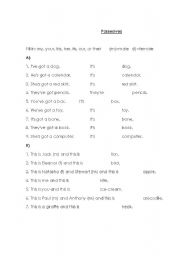 English Worksheet: Possesives - 