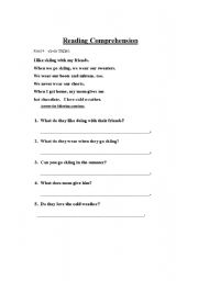English worksheet: Skiing with my friends