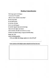 English Worksheet: The Hungry Giant