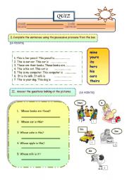 English Worksheet: possesive pronouns