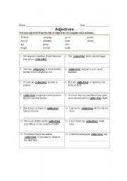 English worksheet: choose the correct adjectives