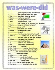 English Worksheet: was -were-did