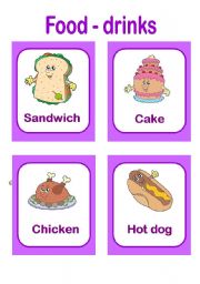 English Worksheet: FOOD-DRINKS CARDS!