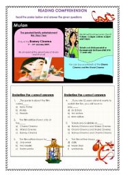 English Worksheet: READING COMPREHENSION