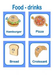 English Worksheet: FOOD AND DRINKS CARDS!