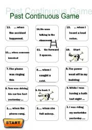 English Worksheet: Enlarged version of Past continuous game