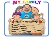 English Worksheet: My Family, Information Card.
