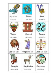 English Worksheet: Zodiac Signs