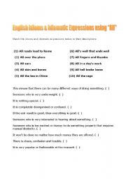 English Worksheet: Idiomatic expressions with ALL