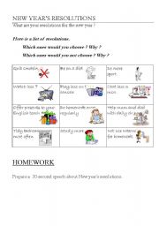 English Worksheet: New Years resolutions