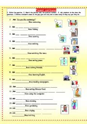 English Worksheet: Gerunds find someone who likes