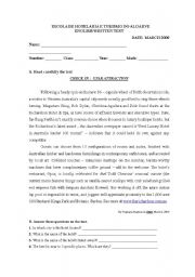 English Worksheet: tourism tests