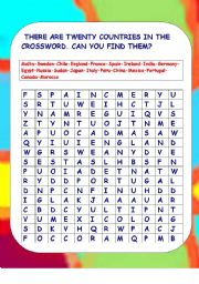 COUNTRIES WORDSEARCH