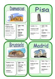 English Worksheet: Cities and countries-GAME SET 6/8