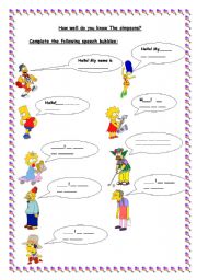 English Worksheet: name with The Simpsons