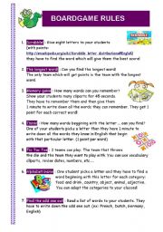 English Worksheet: BOARDGAME by Zeline (PART 2) Rules