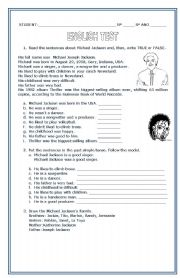 English Worksheet: About Michael Jackson
