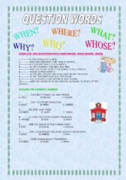 English Worksheet: QUESTION WORDS