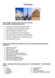 English Worksheet: vacations