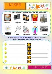 English Worksheet: LIKES AND DISLIKES