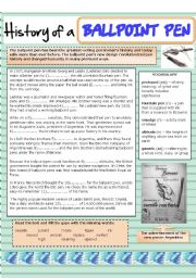 English Worksheet: History of a ballpoint pen (biro)