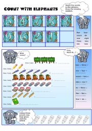 English Worksheet: Count with Elephants!