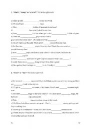 English Worksheet: Some/Any - Much/Many/A lot of