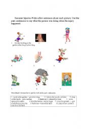 English worksheet: Summer Time Injuries