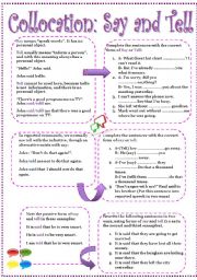 English Worksheet: Say Vs Tell