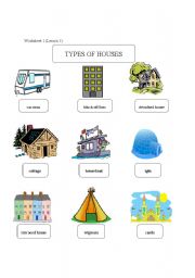 English Worksheet: typs of houses