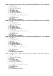 English worksheet: Christmas and New Years Activities Speaking Starter