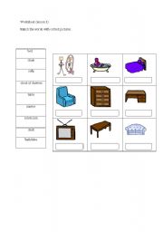 English Worksheet: types of furniture