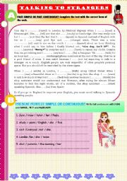 English Worksheet: Talking to strangers. Diary of a student in London