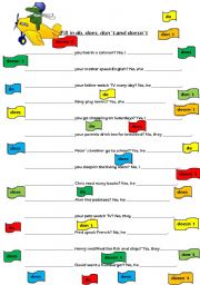 English Worksheet: do, don`t, does, doesn`t