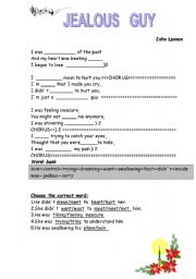 English Worksheet: Jealous Guy