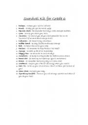 English worksheet: Survival Kit 