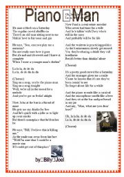 English Worksheet: Piano Man (Billy Joel) lyrics